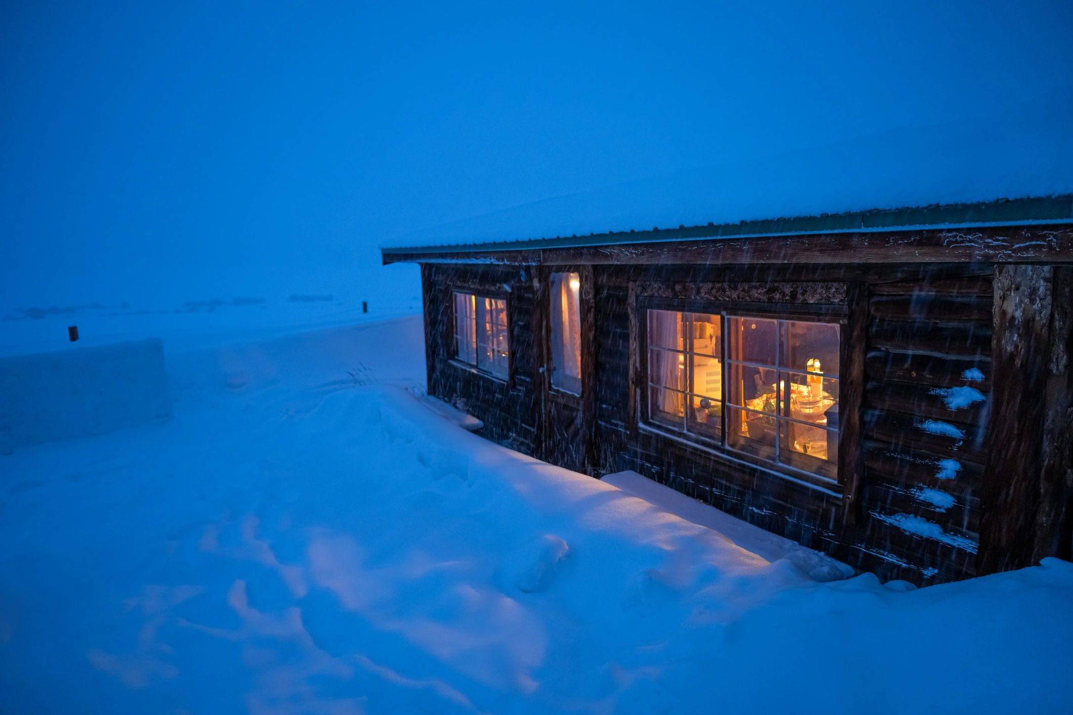 Cozy chalet in a snowy mountain setting