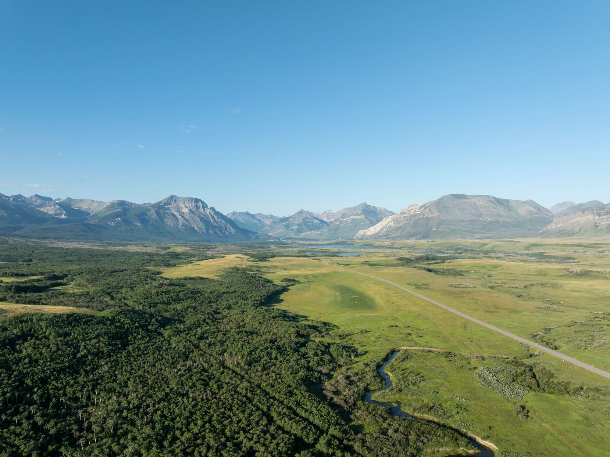 Mountain lake and valley landscape